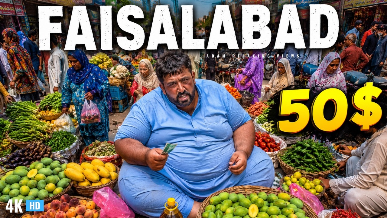 Faisalabad Pakistan Market Shopping | Fresh Mangoes, Peaches & Pickle Ingredients | Adam Tourist 4K