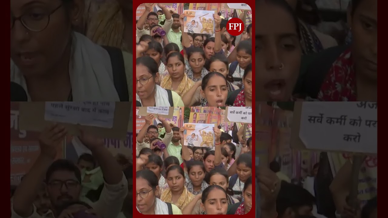 Contract Workers Stage Protest Outside BJP Office in Patna