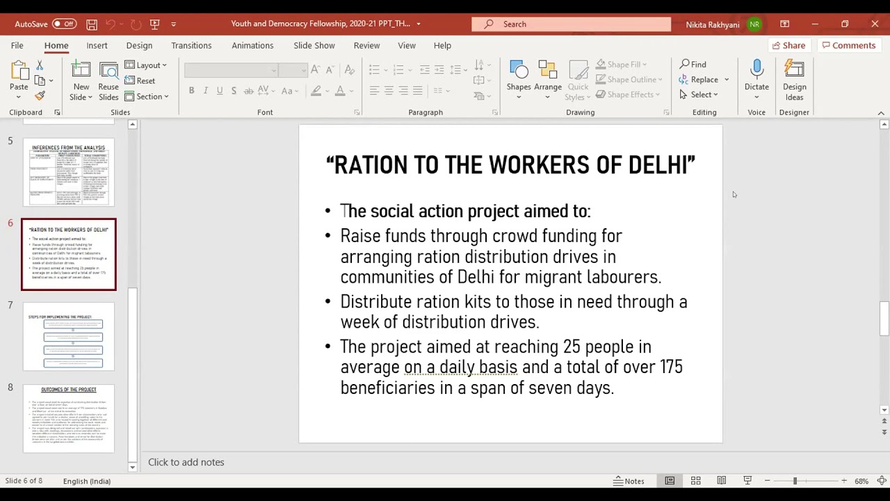 Ration to the Workers of Delhi: Social Action Project (YnD Fellowship 2020-21)