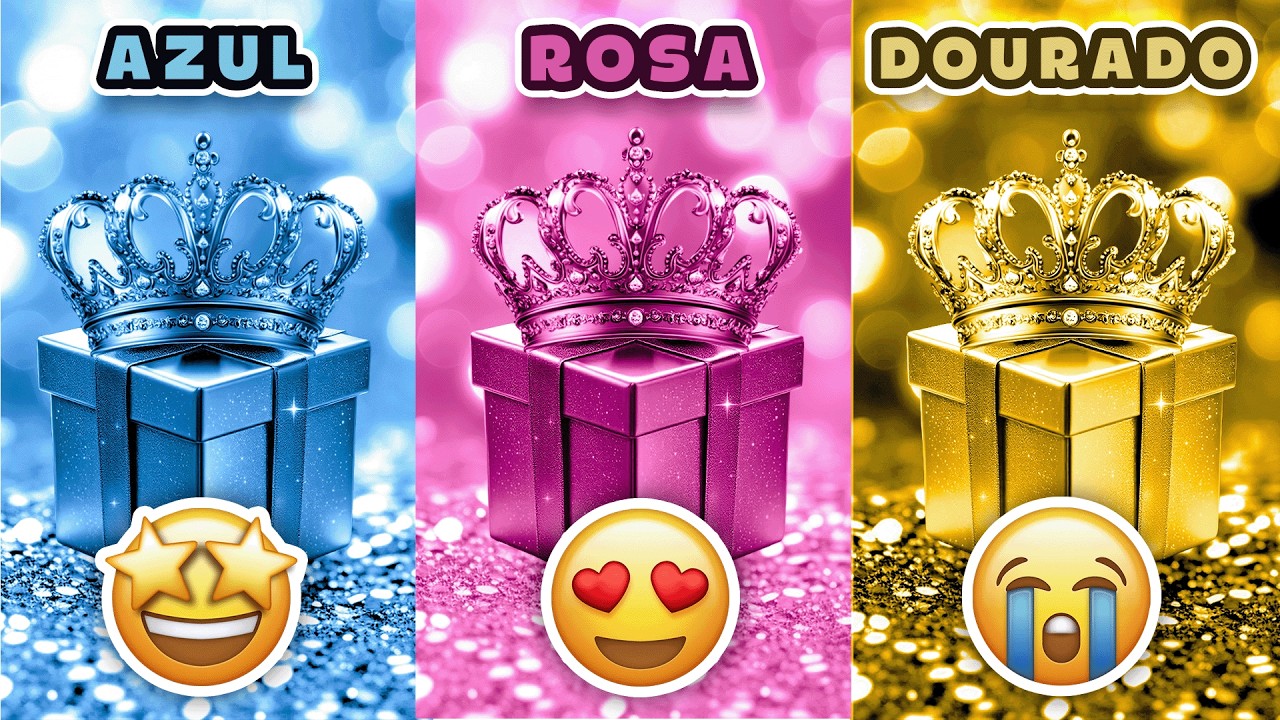 🎁 ESCOLHA SEU PRESENTE! | Desafio das Cores 💙💖💛 | Seu Presente Est&aacute; na Caixa Azul, Rosa ou Dourada?🤔
