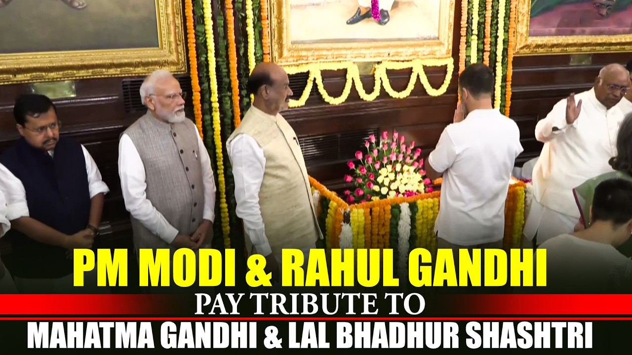 LIVE: PM Modi, LoP Rahul Gandhi Pay Tribute To Mahatma Gandhi & Lal Bahadur Shastri At Parliament