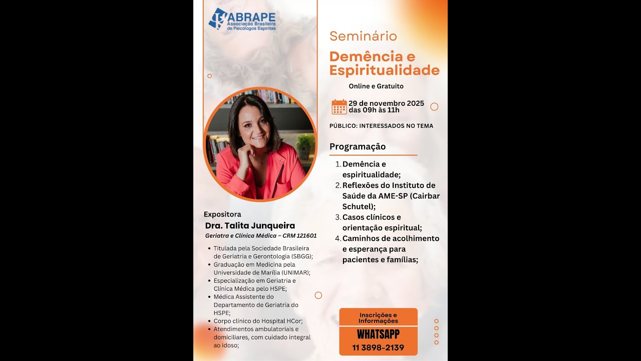 Seminário: Demência e Espiritualidade | Dra. Talita Junqueira | ABRAPE