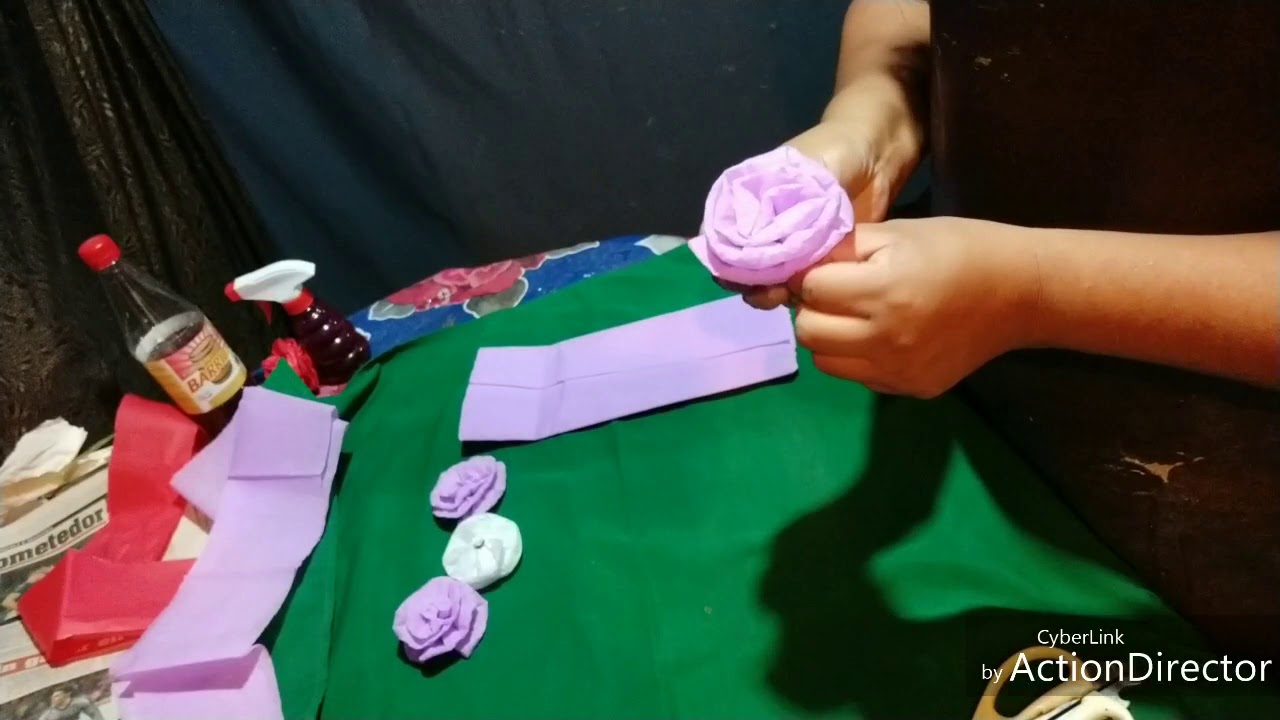 Rosas de papel crepé para piñatas, modelo 1 DIY