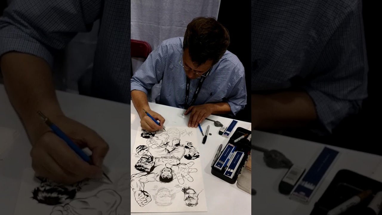 Dale Keown draws a Hulk head shot