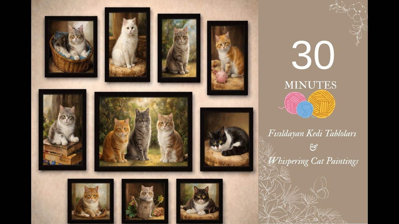 🐱Fısıldayan Kedi Tabloları -Kedi Sesleri & Whispering Cat Paintings -Cat Sounds Meow #asmr #cutecat