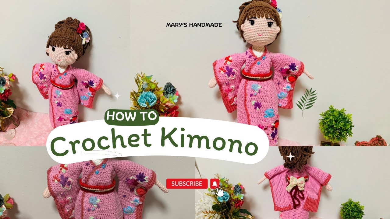 How I make crochet doll dress “ Japanese Kimono”