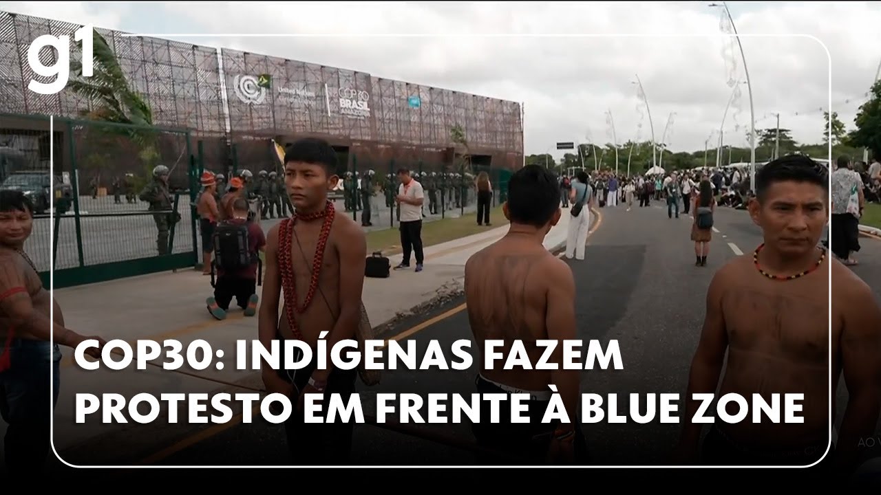 COP30: Ind&iacute;genas fazem protesto em frente &agrave; Blue Zone e pedem reuni&atilde;o com Lula #g1