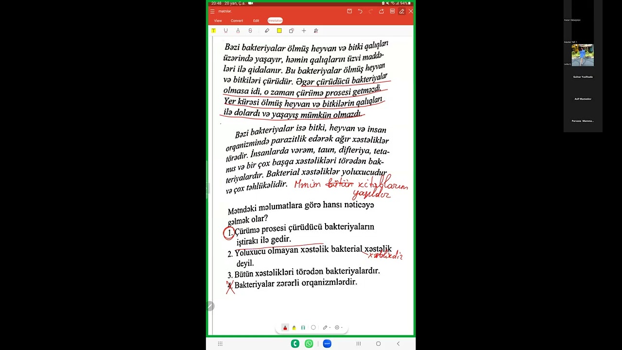 Mətnin məntiqi təhlili(ümumi təkrar)