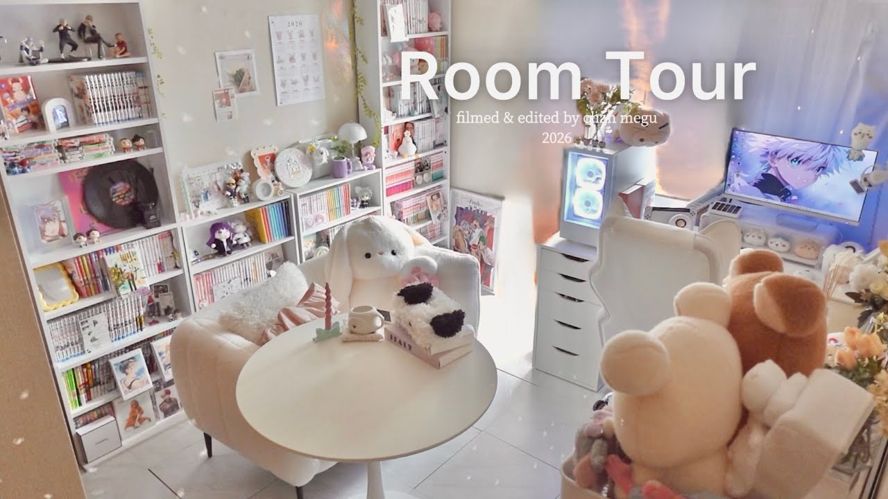 【Room tour】6畳実家暮らしの白いオタク部屋紹介🏡漫画&ゲーム部屋￤本棚紹介📖ゲーム部屋 ￤グッズ収納法🎀