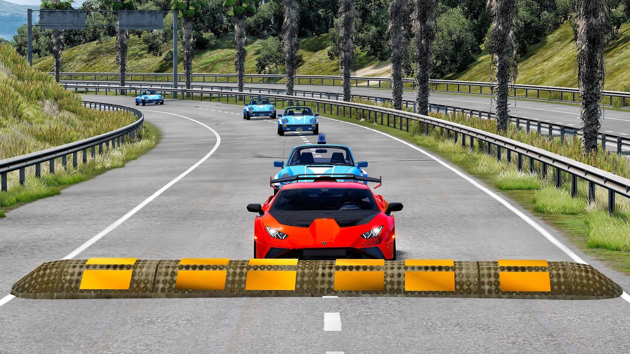 Cars vs Speedbump at extreme speed - BeamNG Drive