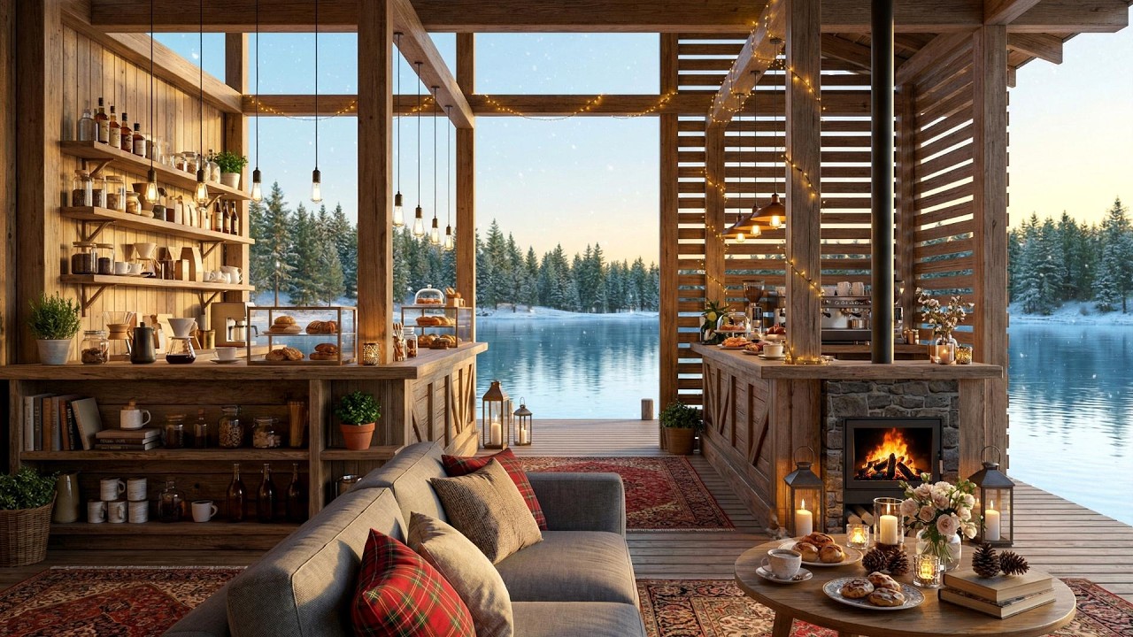 Gentle Café Jazz ❄️ Cozy Fireplace Background for Study, Relaxation & Deep Focus