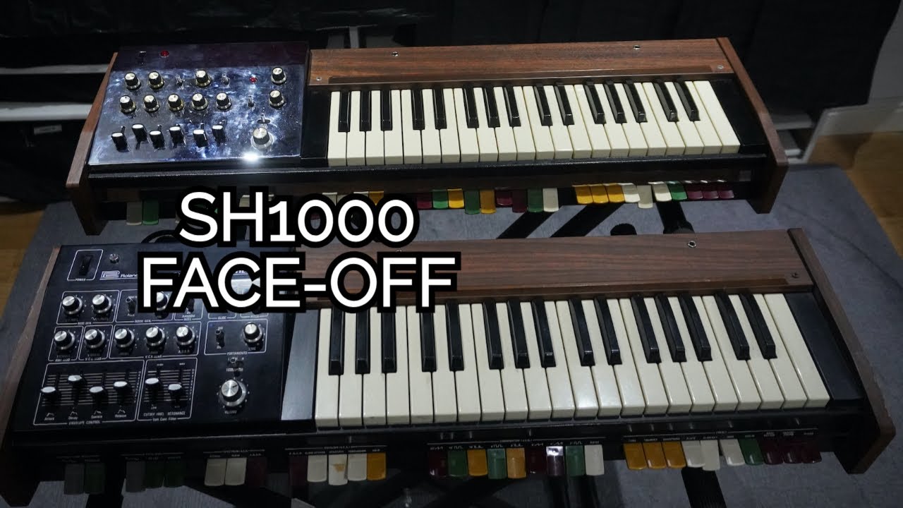 2 x Roland SH-1000 Analog Synthesizer 1973 Comparison