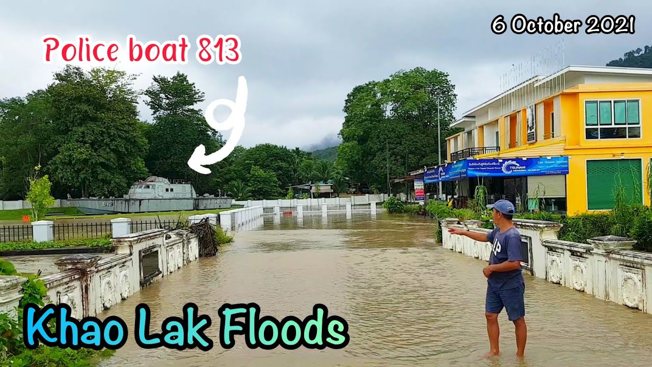 Khao Lak flood ~  Full canal water flows into the sea. at La Vela Resort Khao Lak Thailand.