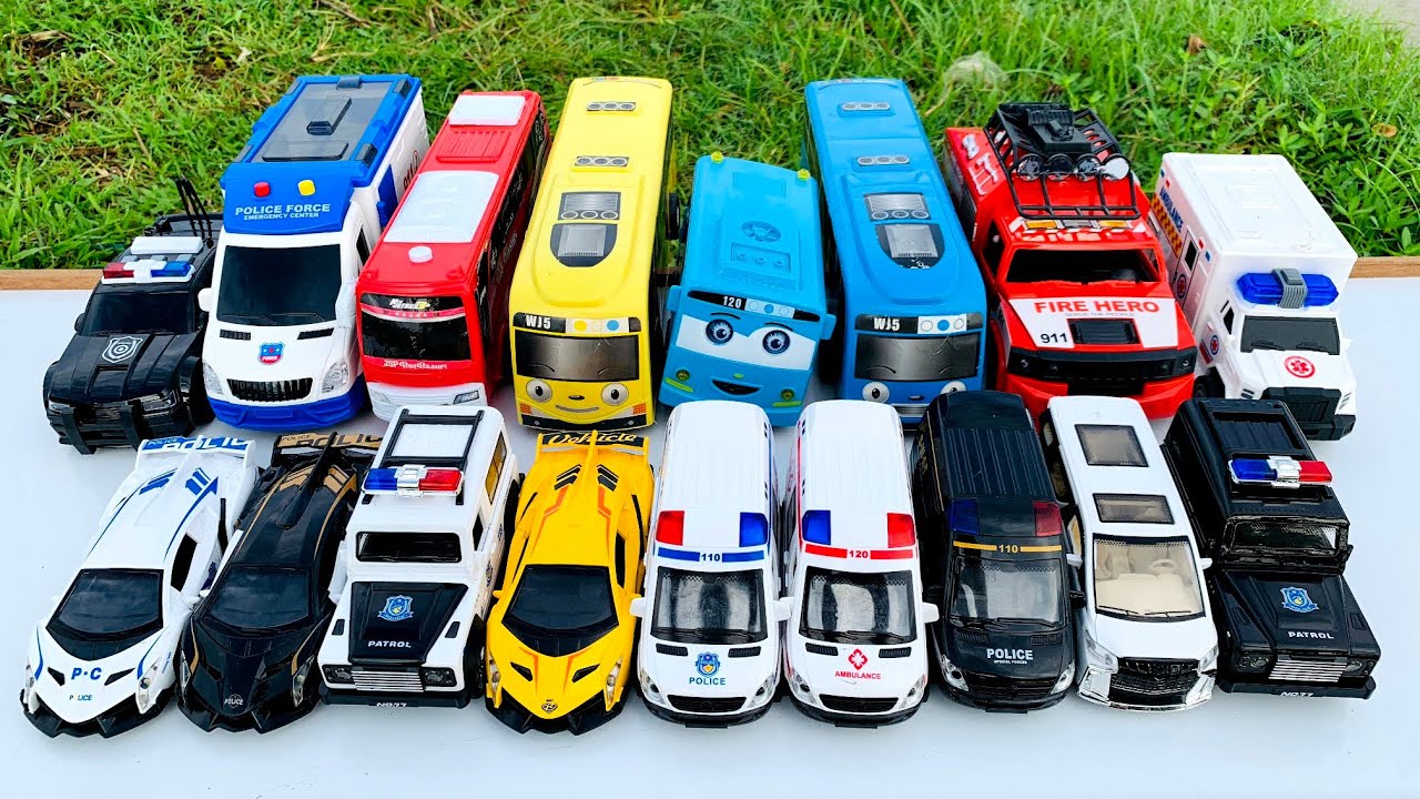 Mobil Mobilan Meluncur Truk oleng, Mobil Ambulan, Mobil Balap, Truk Molen, Truk Sampah, Tayo #4976