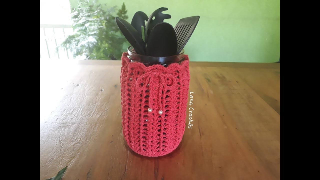 Capa para pote em crochê (Destro) 