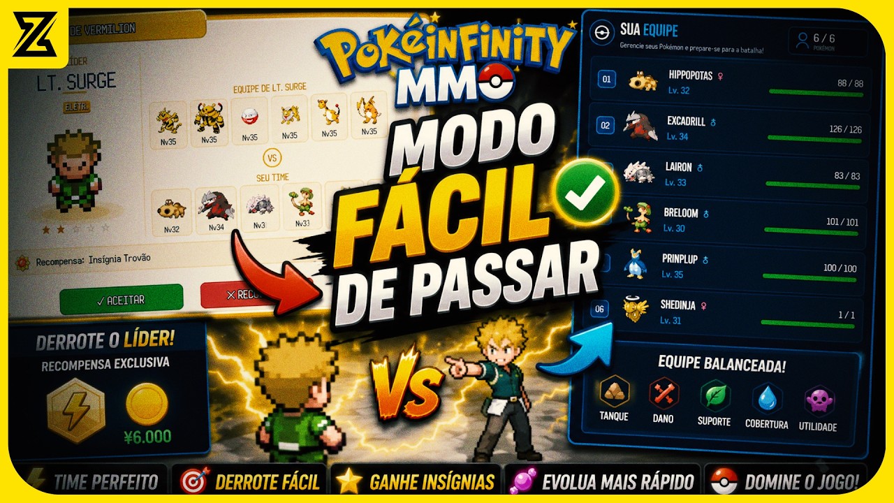 Guia do Iniciante Terceiro Ginasio - Infinity Poke MMO, Surge Eletrico