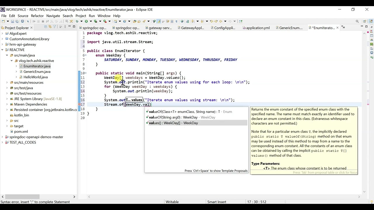 Different ways to iterate over the enum values in java