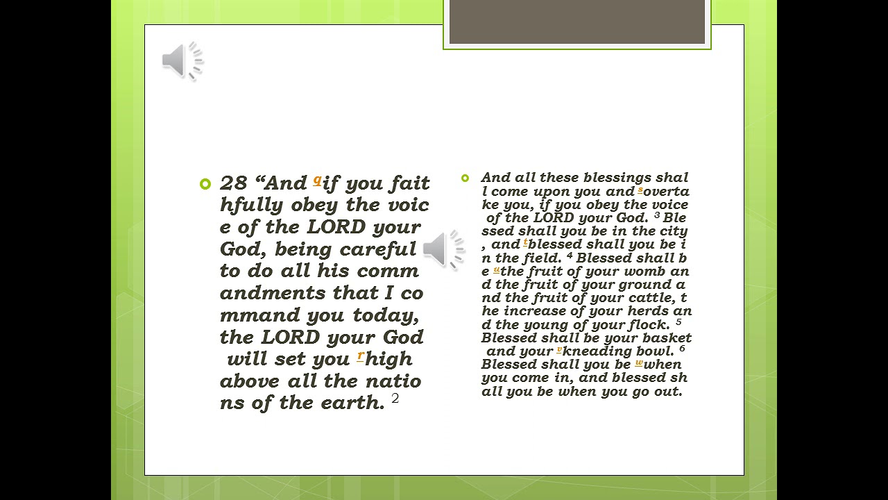 BLESSING FOR OBEDIENCE AND CURSES FOR DISOBEDIENCE FROM GOD