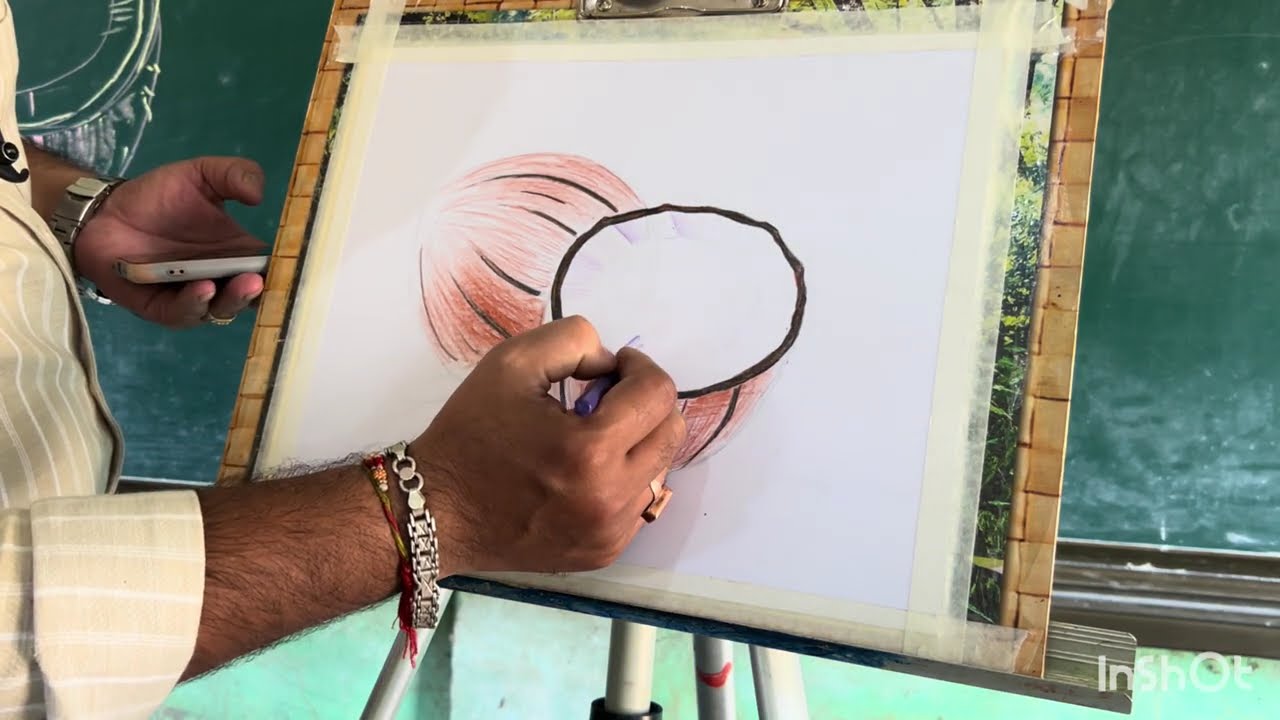 Coconut with plastic Crayons Demontrating at class