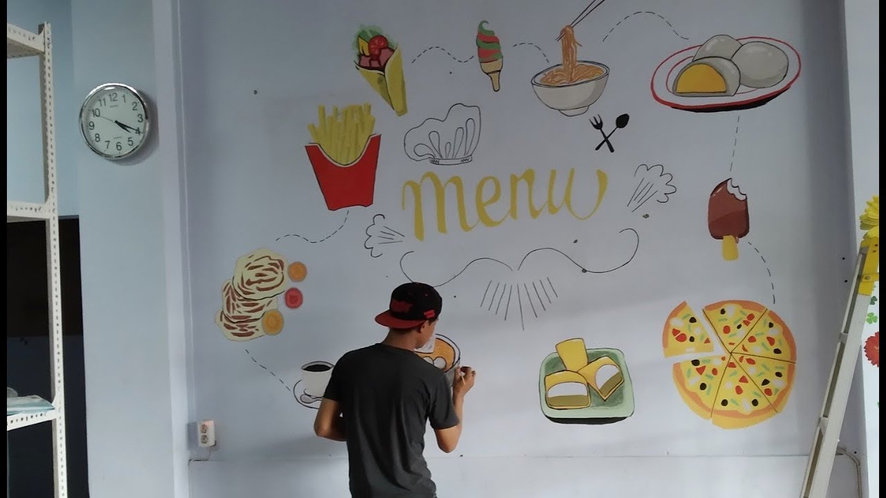 mural dinding cafe | 3d wall painting