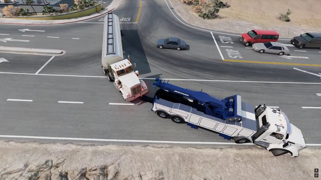 BeamNG Towing| Towing a Broken Semi with a Wheel Lift