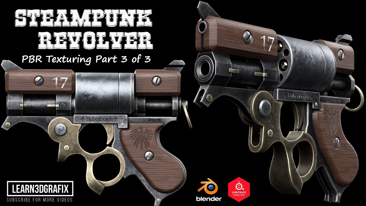Game Ready Steampunk Revolver Texturing Part 03 in Substance Painter 2023