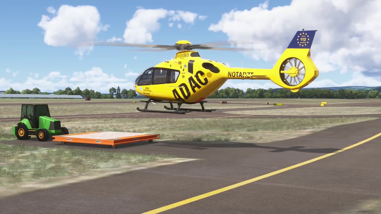 MSFS 2024: ADAC Luftrettung, Christoph 20, landing at Bayreuth airfield (EDQD)