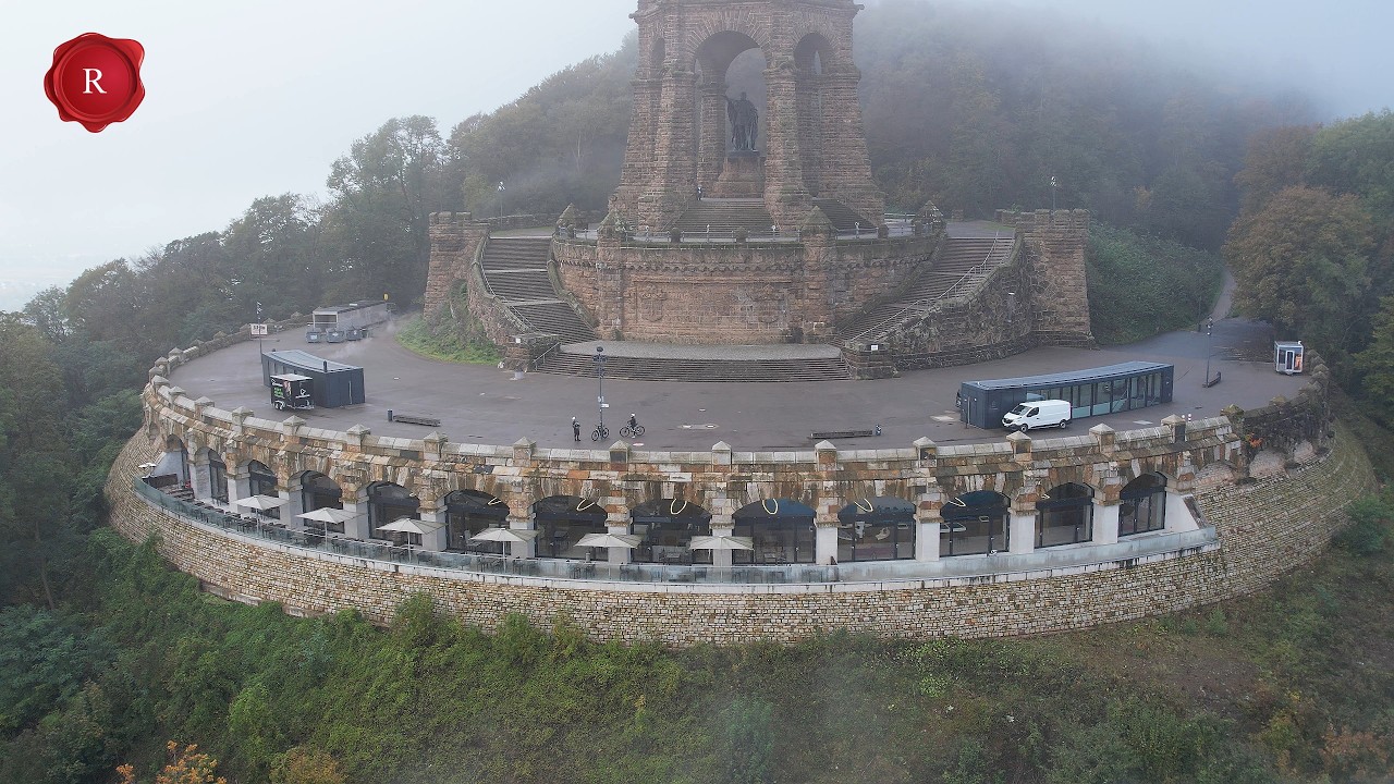 Kaiser Wilhelm Denkmal. Porta Westfalica. Infos. Geheime Tür. Drohnenflug in 4K. GoPro 10. Footage