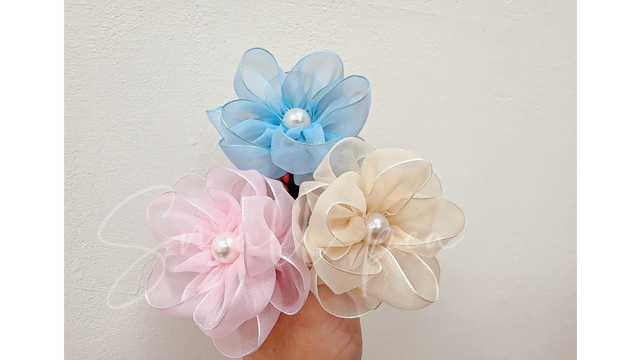 柔光手縫花 #01｜DIY髮飾教學｜緞帶蝴蝶結｜手作蝴蝶結髮飾 Ribbon Bow #小豆苗手作坊