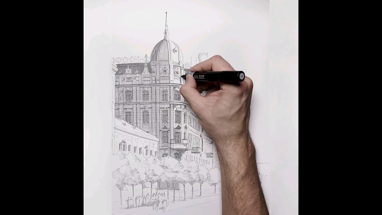 Pigma Micron Pen Drawing Amazing Tenement #shorts #drawing #micron