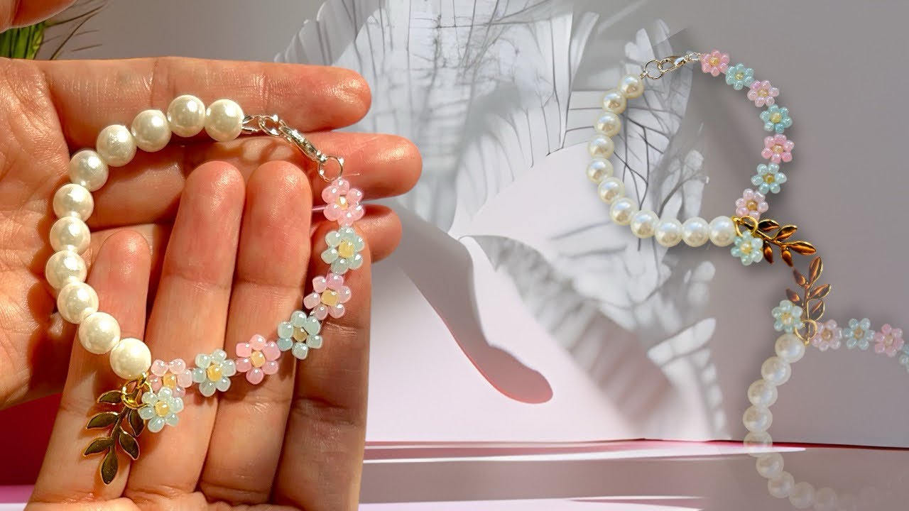 Beautiful Pearls bracelet with Daisy charm |DIY| Full tutorial |