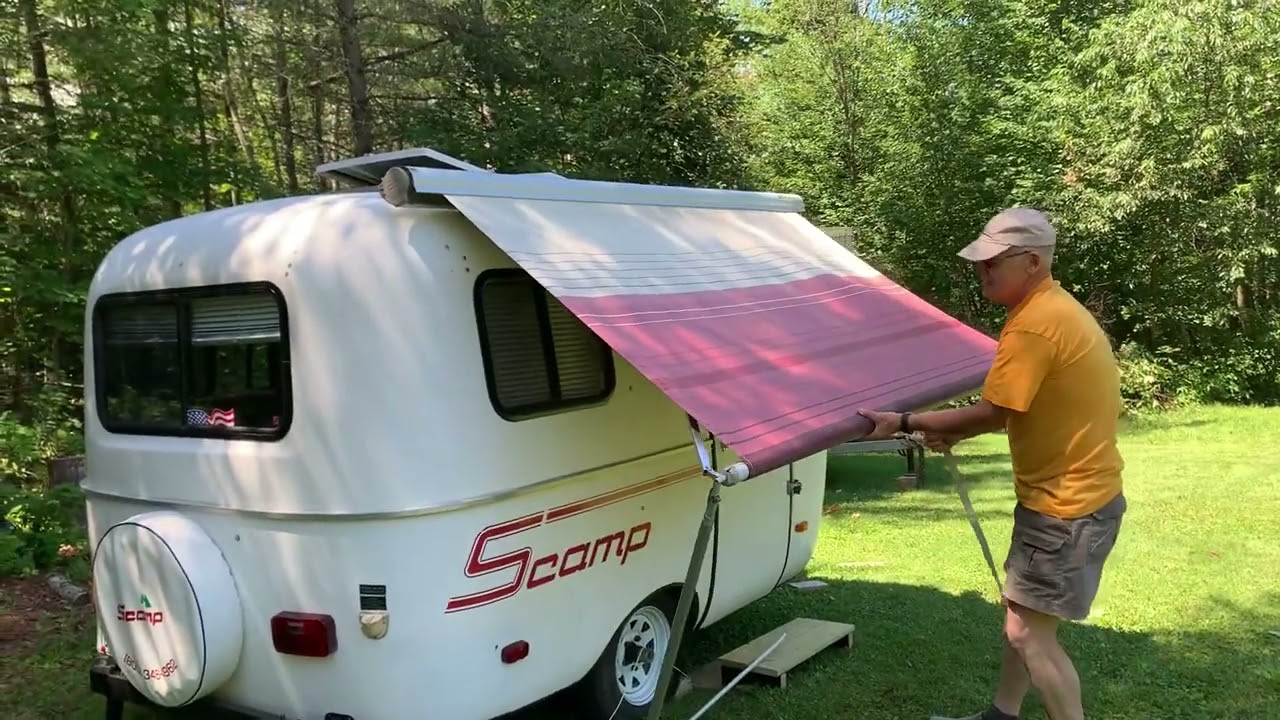 Scamp 2000: Awning setup and takedown.