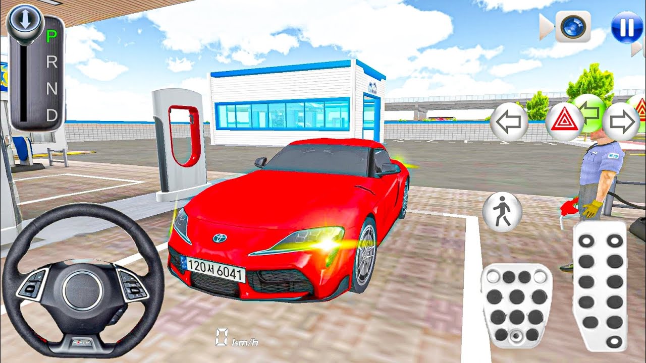 New Red Tesla Car For Parking In 3d Driving Class Gameplay | Car Driving Games Android 