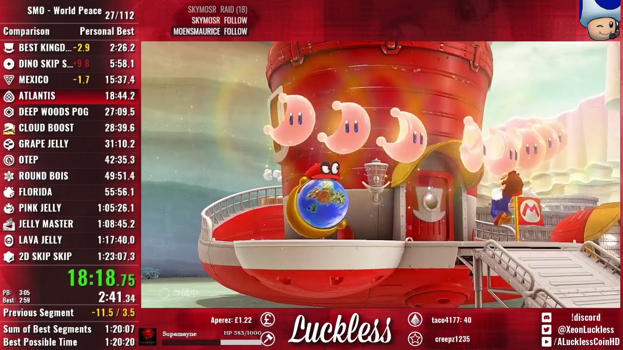 Super Mario Odyssey World Peace Speedrun in 1:20:50 (Current PB from 2021) [v1.3]