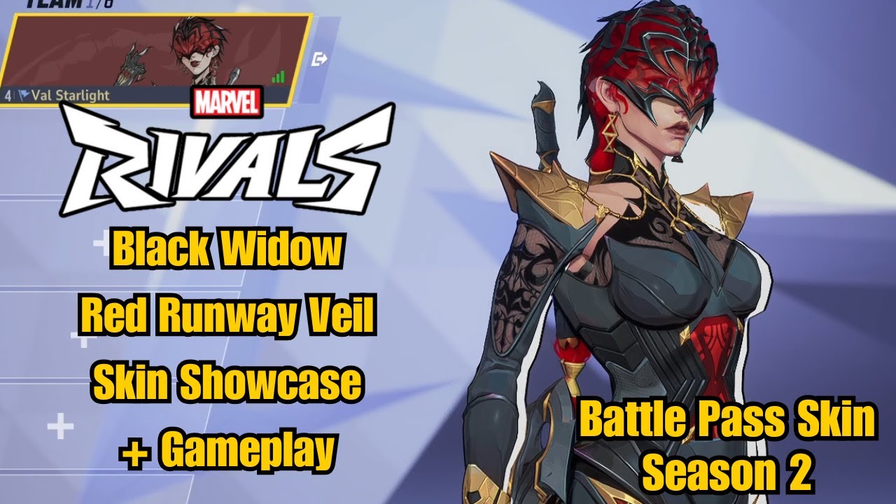 Black Widow | Red Runway Veil Battle Pass Skin Showcase | Marvel Rivals Gameplay | Season 2