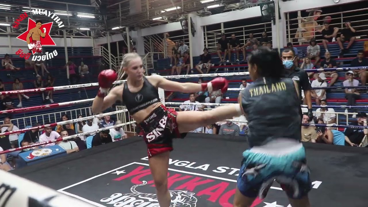 Judy Sinbimuaythai from Scotland 🏴󠁧󠁢󠁳󠁣󠁴󠁿 fights at Bangla Boxing Stadium, 22nd June