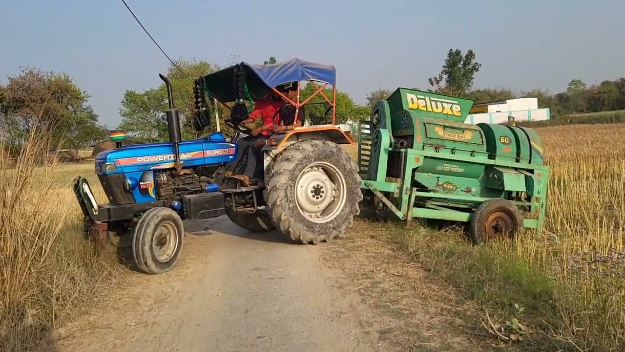 सीजन चालू सरसों काट छुटा पर powertrac Euro 50 #avinashchauhantractor 