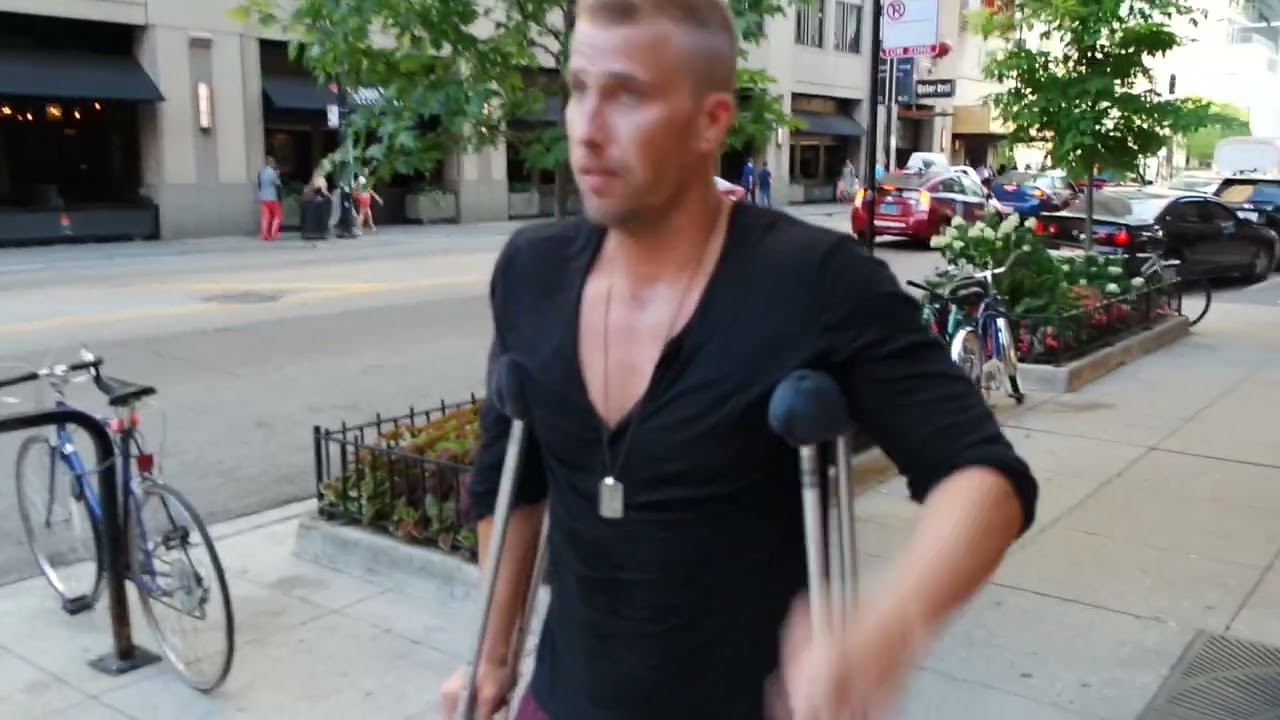 Guy on crutches!