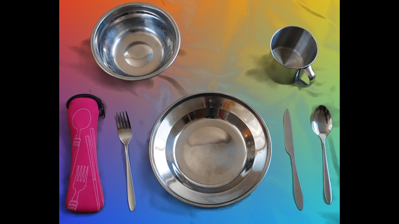 Odoland 29pcs Stainless Steel Utensils Camping Tableware Kit with Bowls, Plates, & Cups Review
