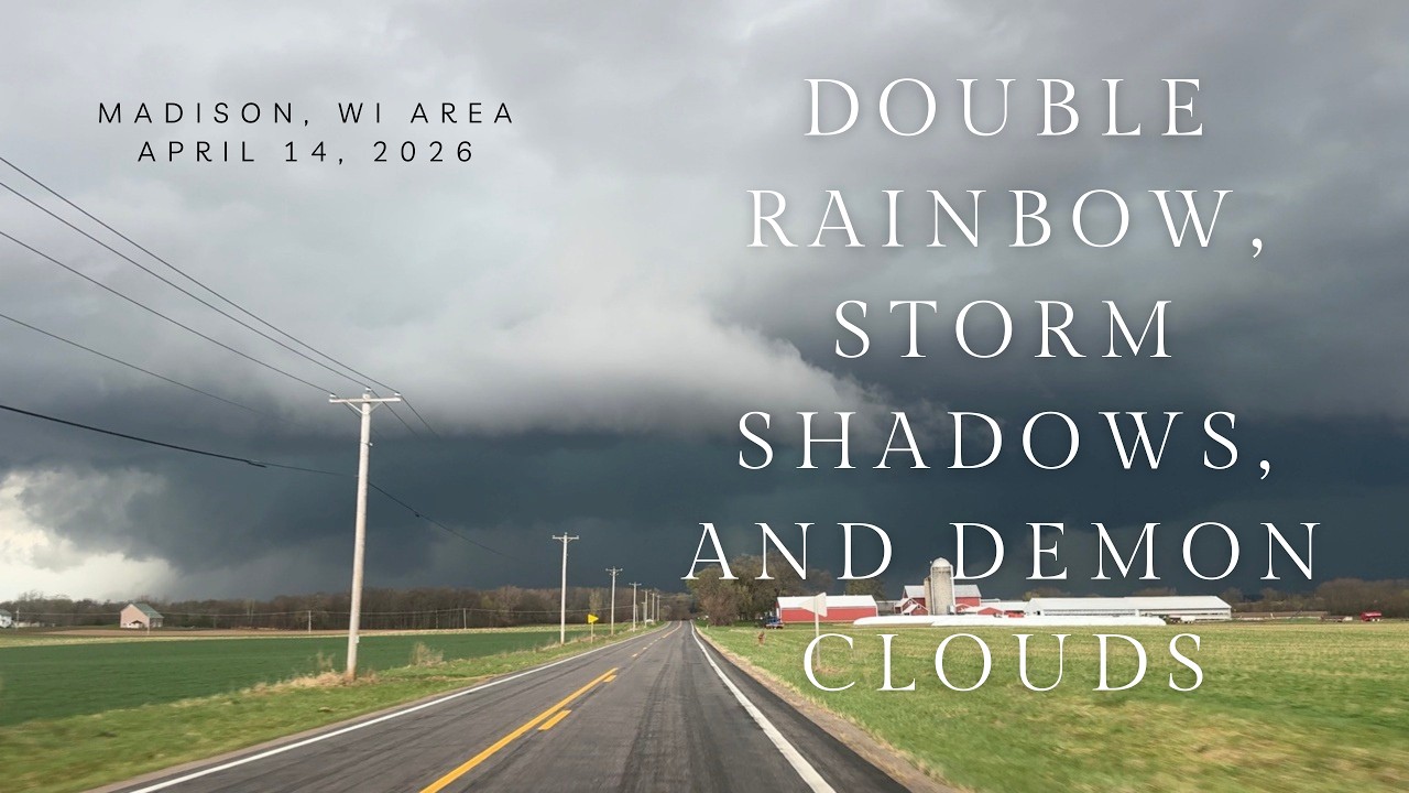 Road Tour Storm Chase &ndash; Near Madison, WI -  4/14/2026 - Rainbows, Storm Shadow, Tornado Warned Storm