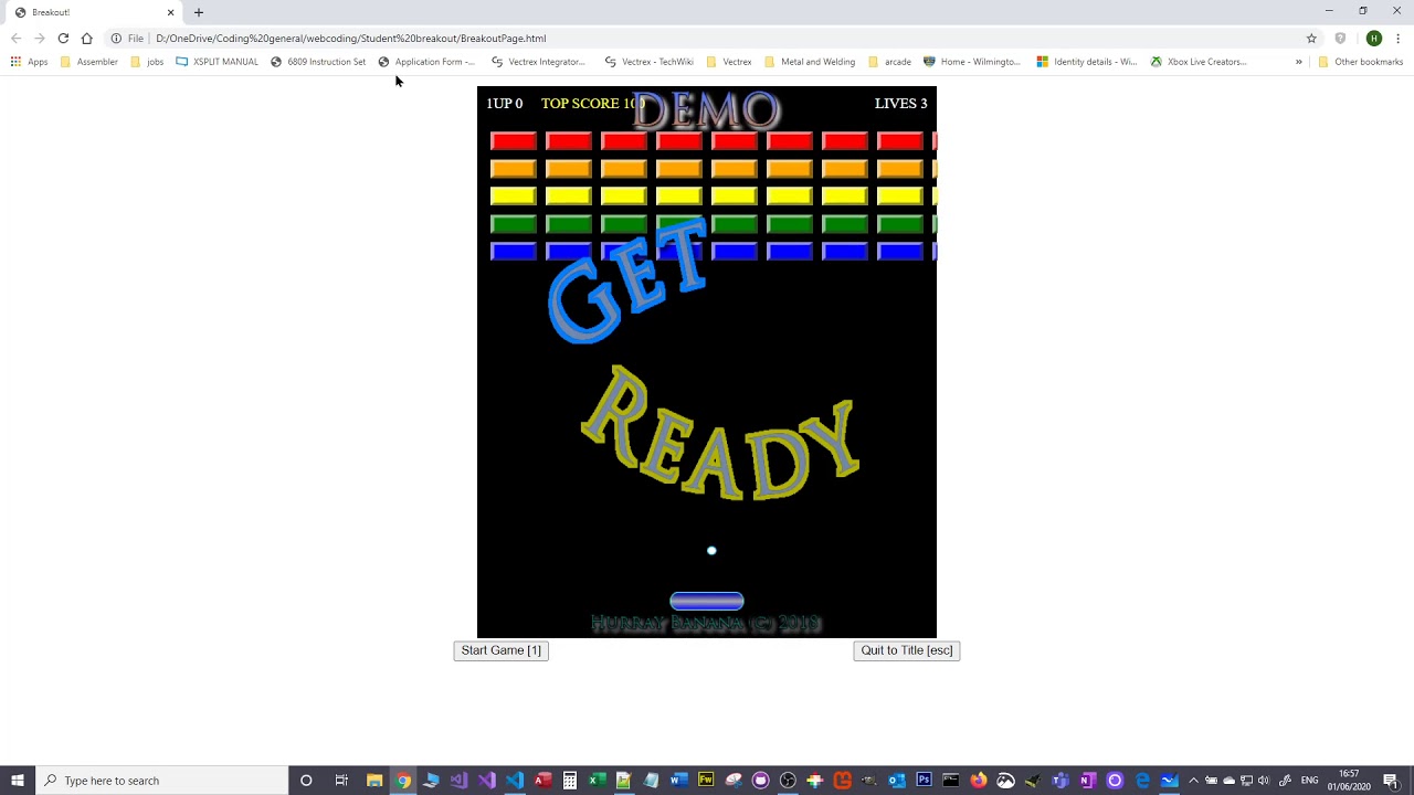 First tinker with Javascript breakout game