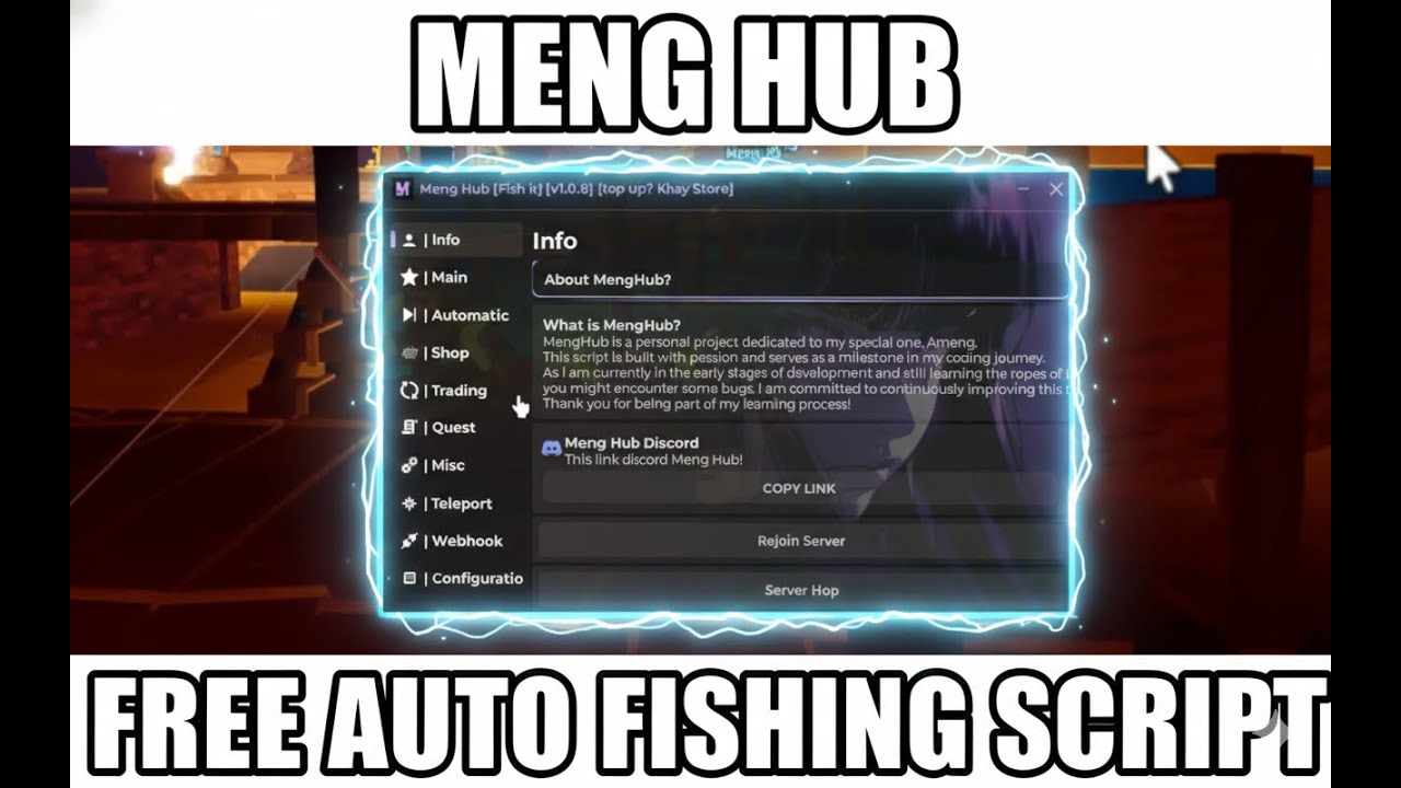 FISH IT SCRIPT SHOWCASE (NO KEY) - MENG HUB