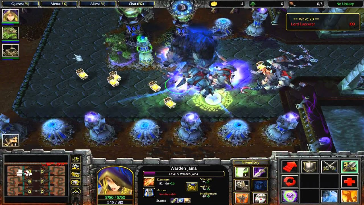 WC3 - Frozen Throne: Blizzard TD (Tower Defense) - with human hero