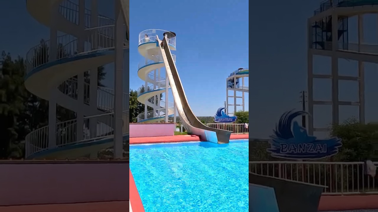 Almost Vertical Waterslide at Aqualand Waterpark in Algarve Portugal 🇵🇹