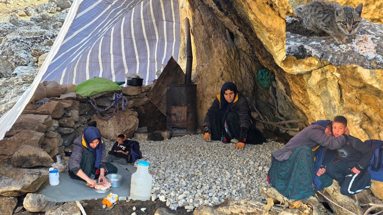 Survival of a nomadic mother in a Zagros cave | Fighting poverty and harsh nature