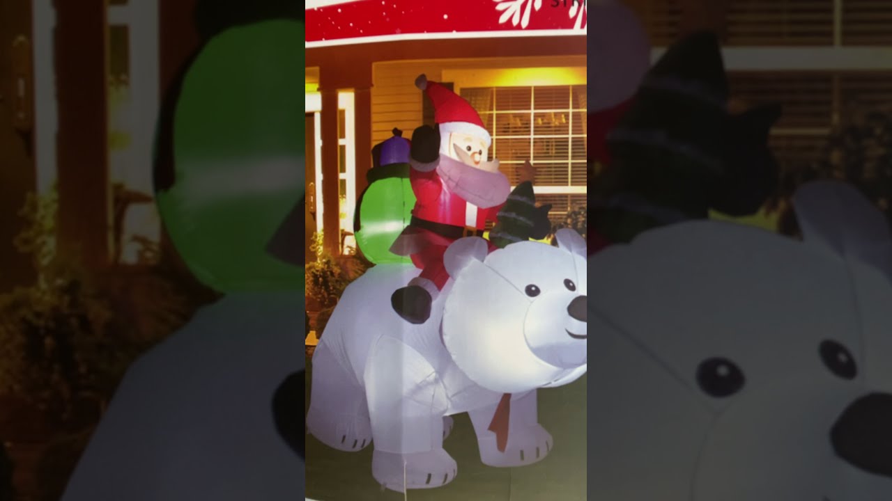 Animated Christmas inflatable 2020 unboxing 6.5 Ft Santa Clause Riding a Polar Bear