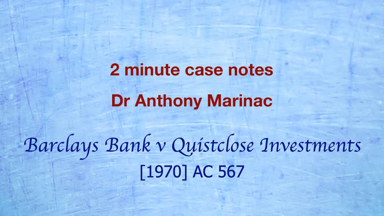 Barclays Bank v Quistclose Investments (Quistclose Trust)