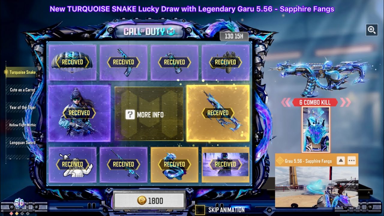 Buying New Unique Legendary Grau 5.56 - Sapphire Fangs by Opening TURQUOISE SNAKE Lucky Draw in CODM
