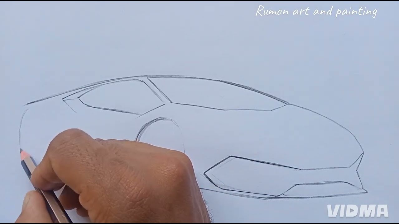 Как нарисовать Lamborghini Huracan | Реалистичный рисунок Lamborghini Huracan шаг за шагом | Иску...