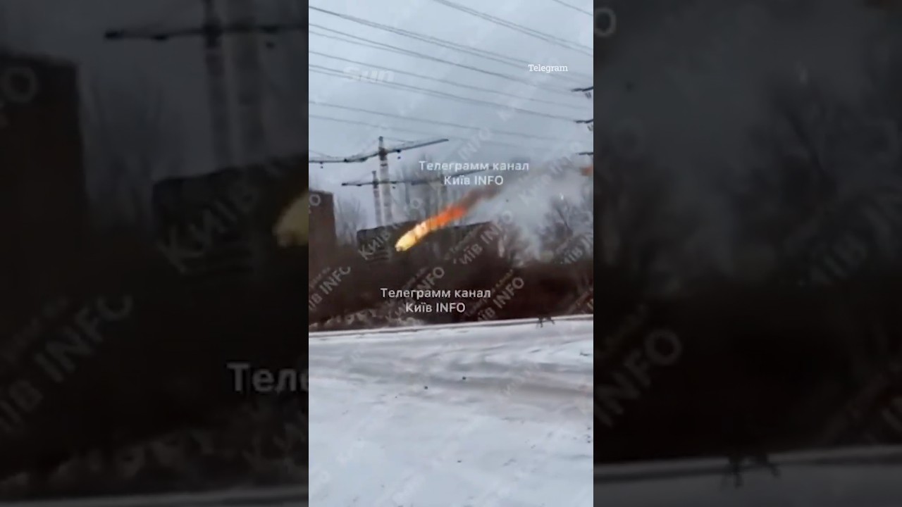 Moment Russian Shahed drone gets caught in Kyiv power lines and bursts into flames